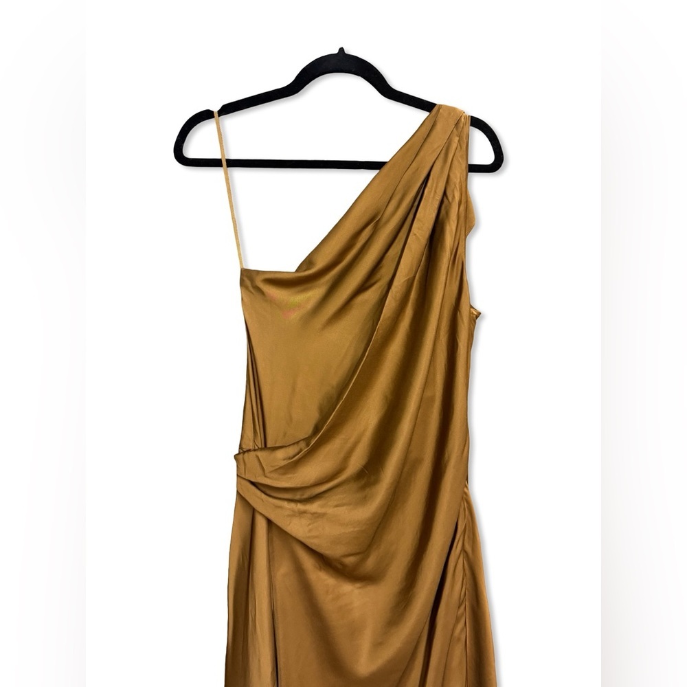 A.L.C Asher Gown Aged Bronze One-Shoulder Gold Dress satin maxi Revolve $798 8 - Picture 5 of 13